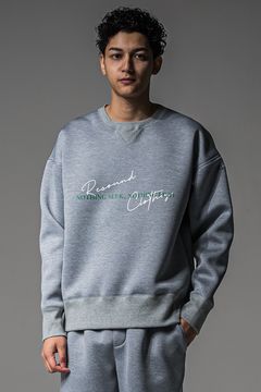 HD NOTHING drop trainer / ダンボール素材 メッセージロゴプリント ルーズフィット トレーナー グレー (9月中旬入荷予定)