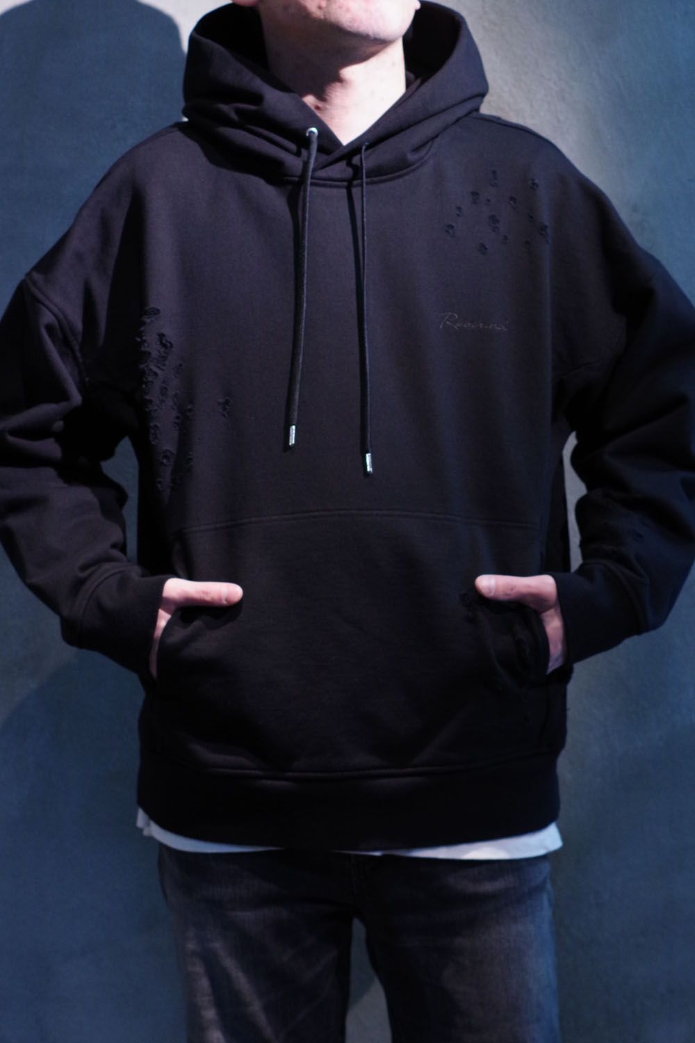 VINTEAGE LOOSE HOODIE / ルーズフィット パーカー クラッシュブラック