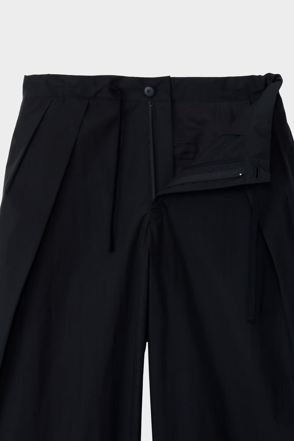 DRAWSTRING WIDE TROUSERS / ドローストリング ワイドパンツ (ブラック）