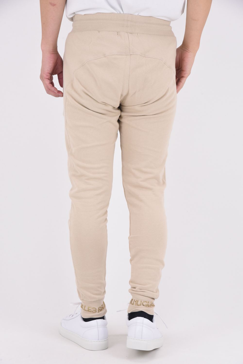 JOGGER PANTS WITH RHINESTONE CUFFS / ラインストーンヘムスウェットジョガーパンツ (ベージュ)