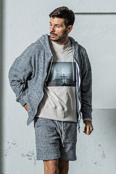 MOLE YARN PILE ZIP LOOSE HOODIE / モールパイル オーバーサイズ ジップアップパーカー グレー