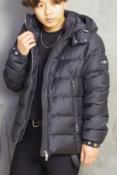 DOMIZIANO (ドミッツィアーノ) / R-LINE ウール / シルク ダウンジャケット チャコールグレー