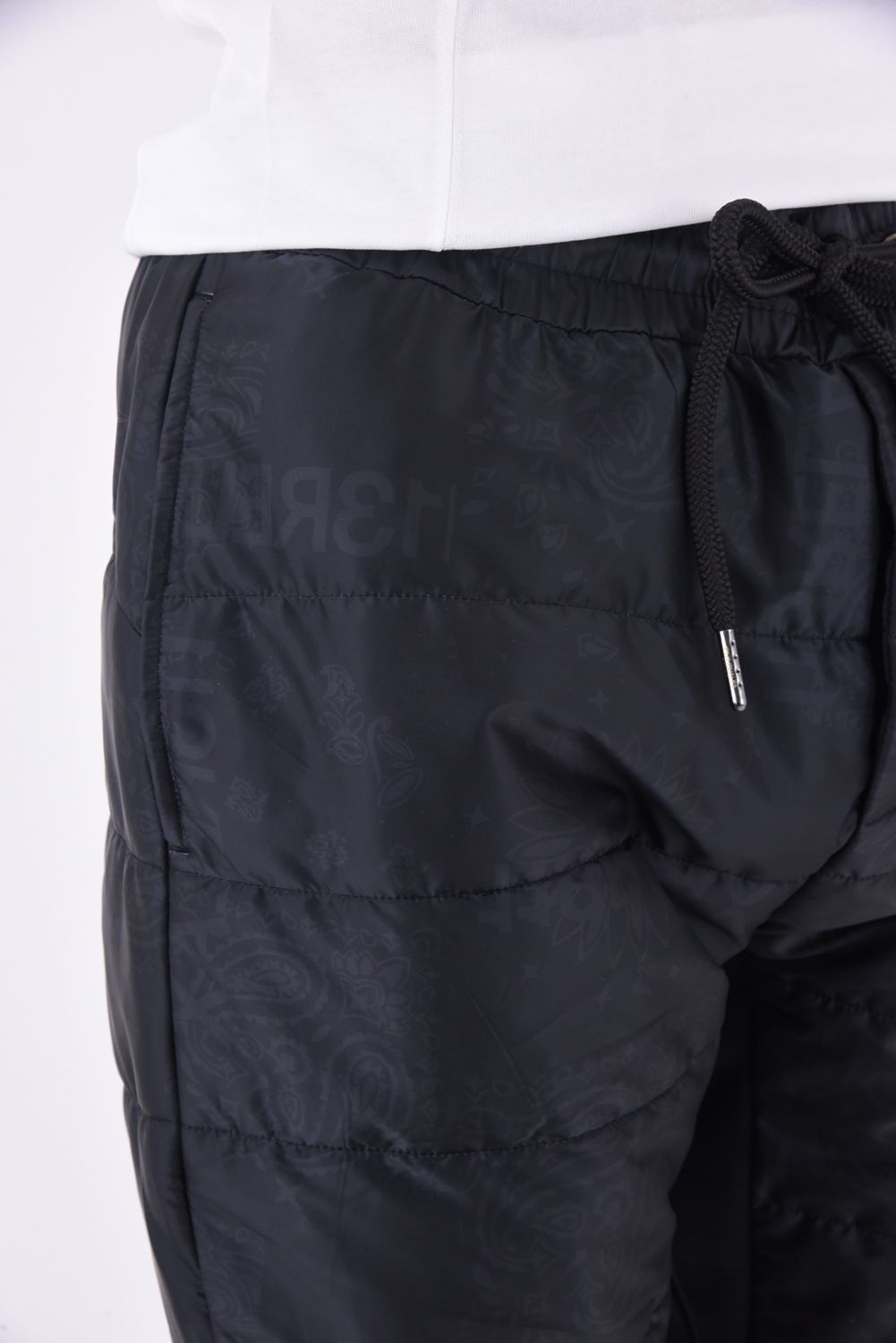 1PIU PAISLEY PANTS / コンビネーション 中綿パンツ ブラック