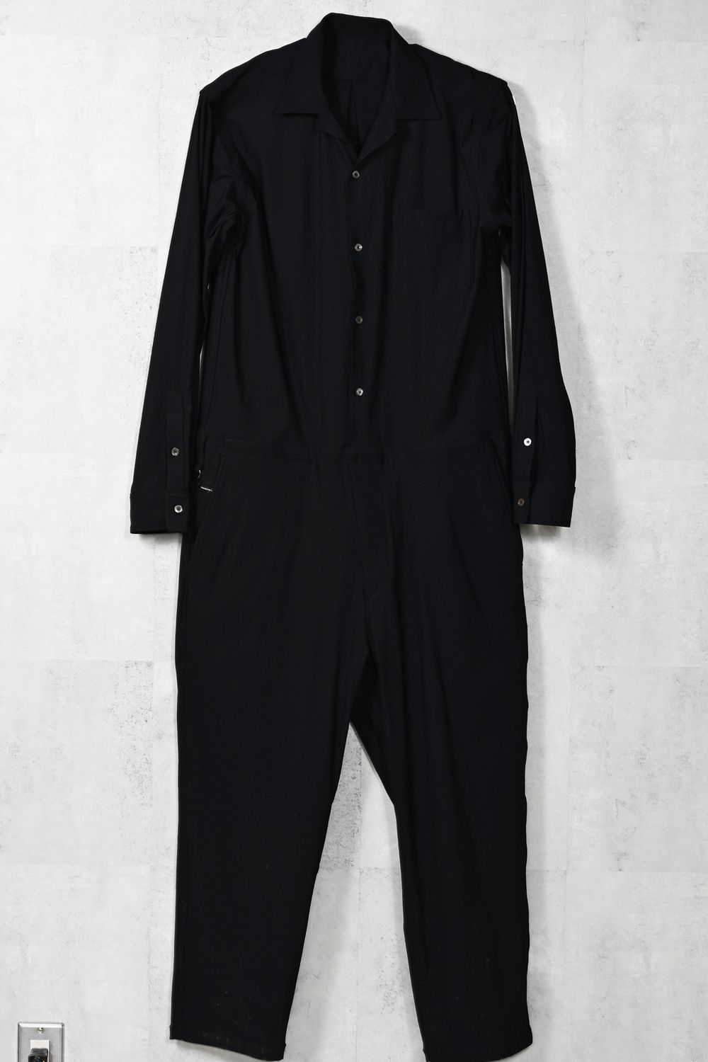 RAGE NYLON ALL IN ONE / ストレッチナイロン ロングスリーブ オープンカラーシャツ オールインワン (ブラック) (3月中旬入荷予定) ※オーダー締切12/13(土)17:00