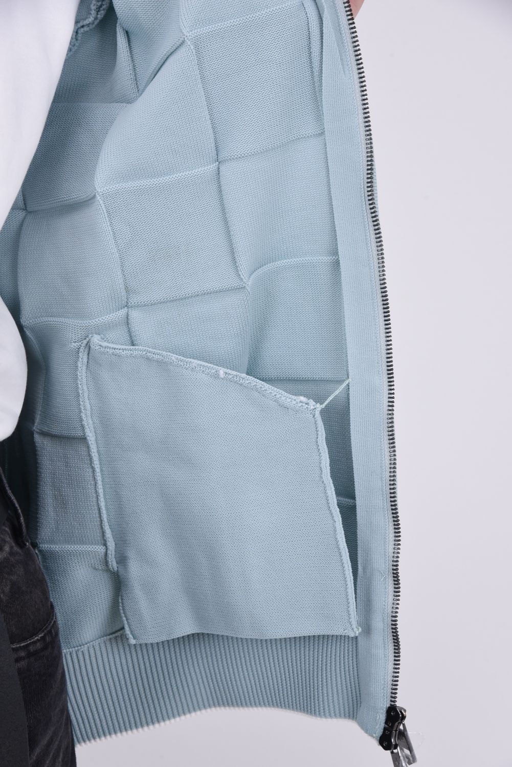 【26SS】 INTRECCIATO HOODIE / イントレチャート ジップパーカー (サックス)