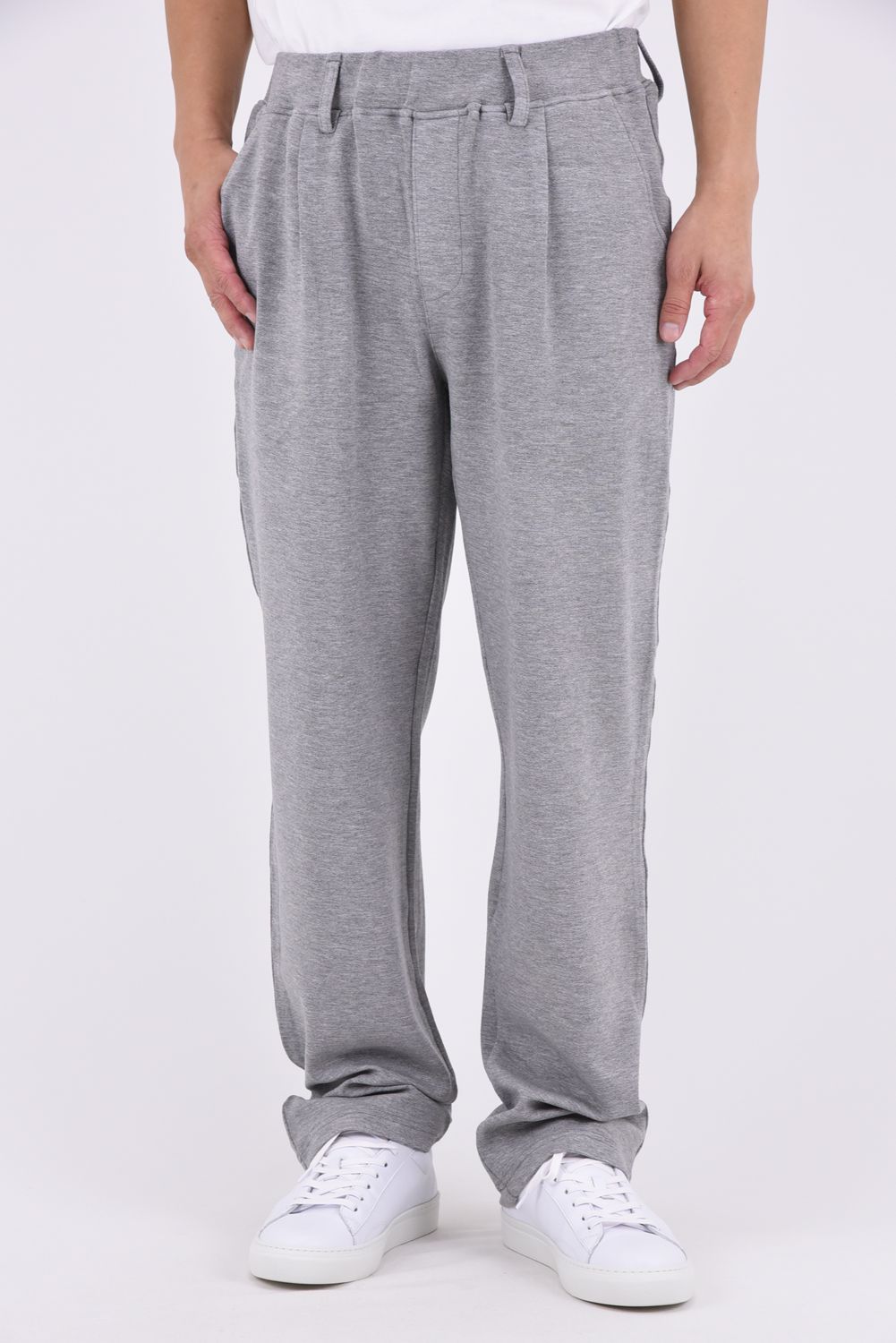 CHRIS EASY WIDE TUCK PANTS / ブリスターニット ワンタック イージーパンツ (グレー)