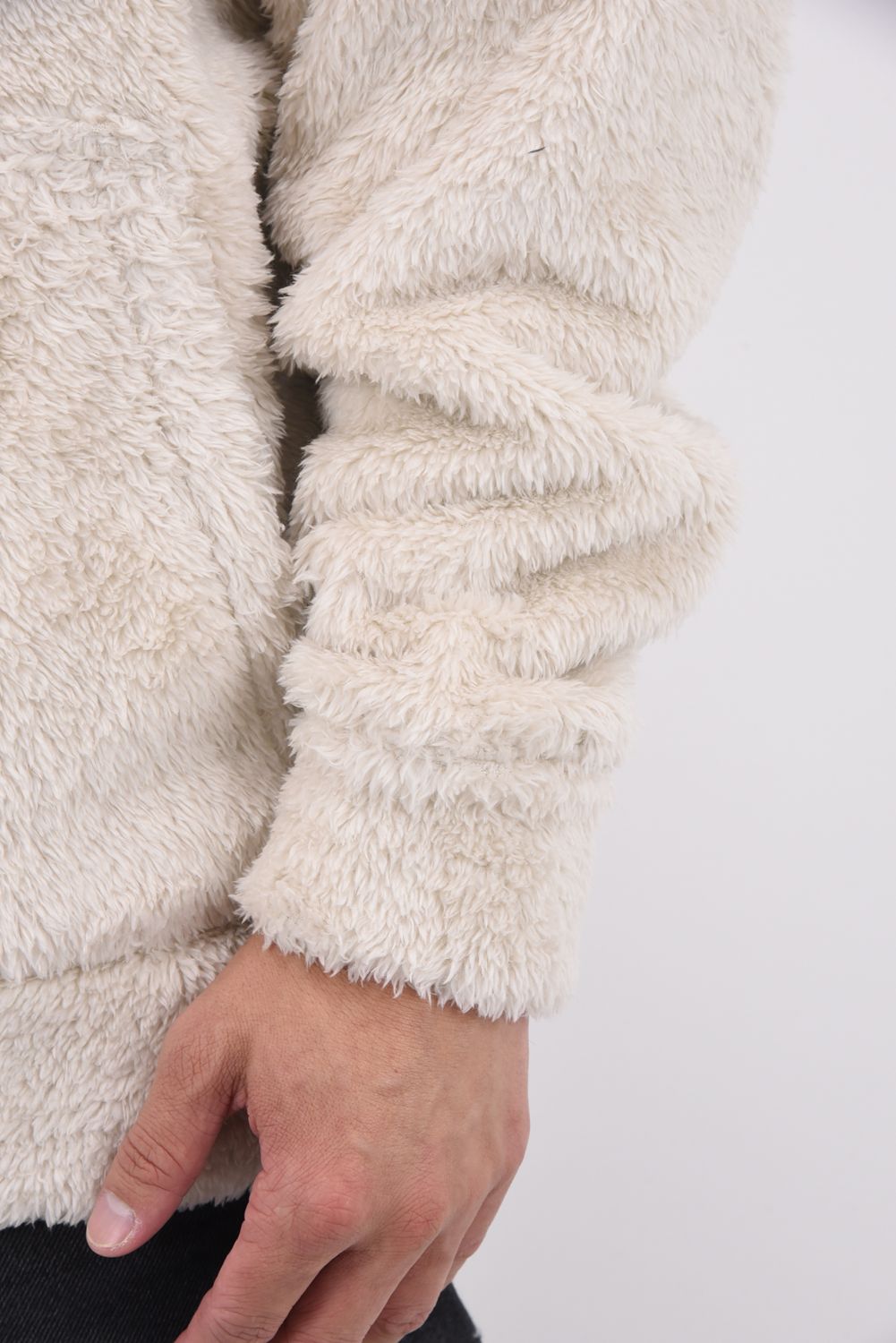 BOA ZIP LOOSE HOODIE / シルキーボア ジップアップ パーカー (ブラウン)