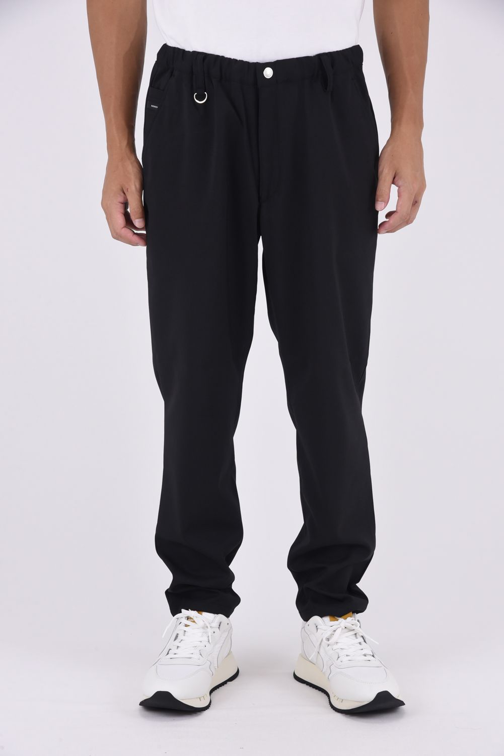 PAT WIDE EASY PANTS / ワイドテーパード イージースラックス (ブラック )