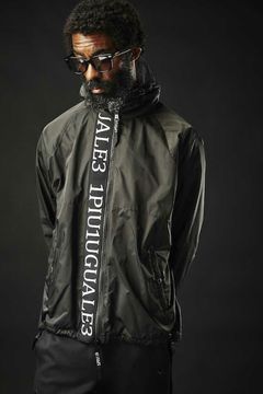 R[10] 113 HOODED DOLMAN BZ RIBBON TAPE LUXRY TAFTA / 113ロゴ ドルマン フーデッドジャケット チャコール