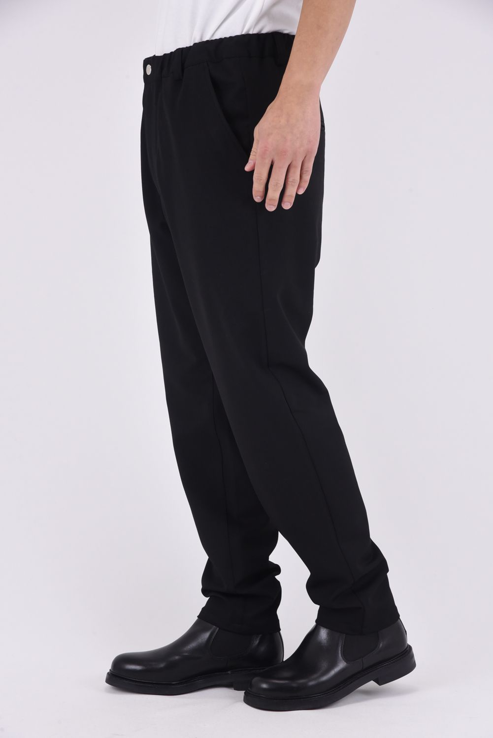 PAT WIDE EASY PANTS / ワイドテーパード イージースラックス (ブラック)