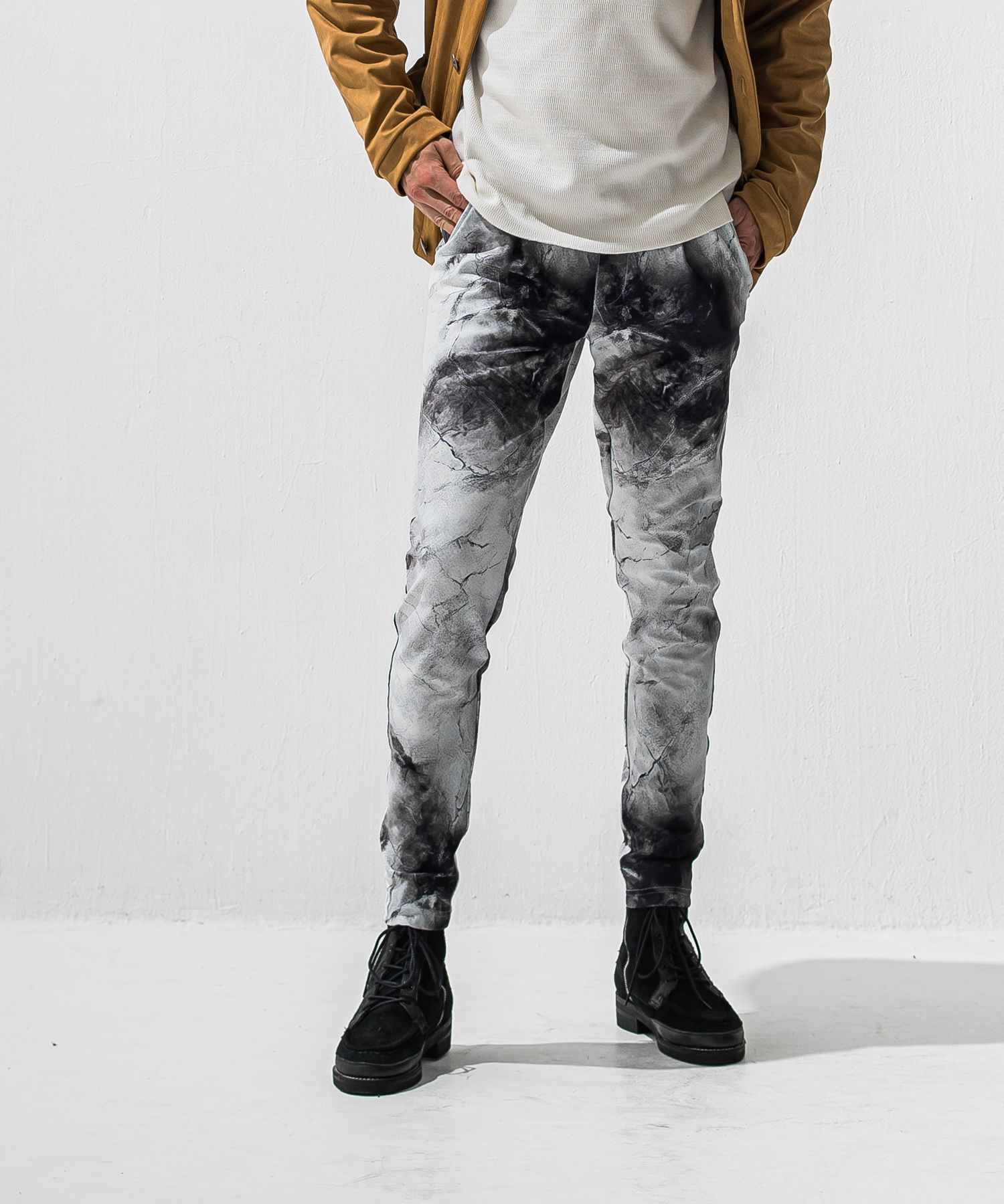 CHRIS EASY TUCK PANTS / ハイテンショントリコット スラックスイージータックパンツ (マーブルホワイト) (1月上旬入荷予定) ※オーダー締切:9月7日(月)17時