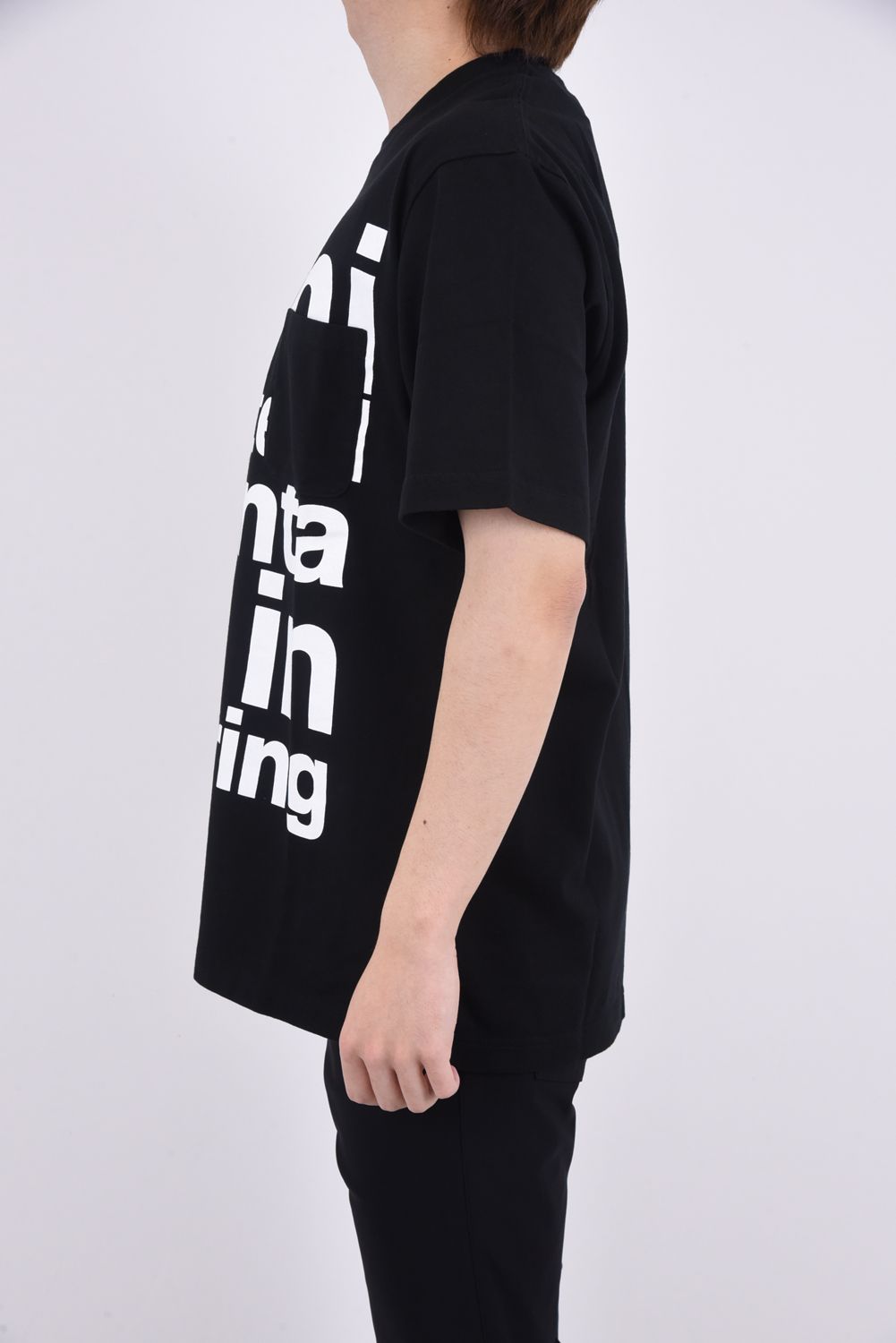WM LINE CHANGE LOGO PRINTED T-SHIRT / チェンジ ロゴ プリント クルーネック Tシャツ ブラック