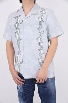 GEOMETRY SATIN SHIRT /  幾何学サテン バル・カラー シャツ ライトグレー