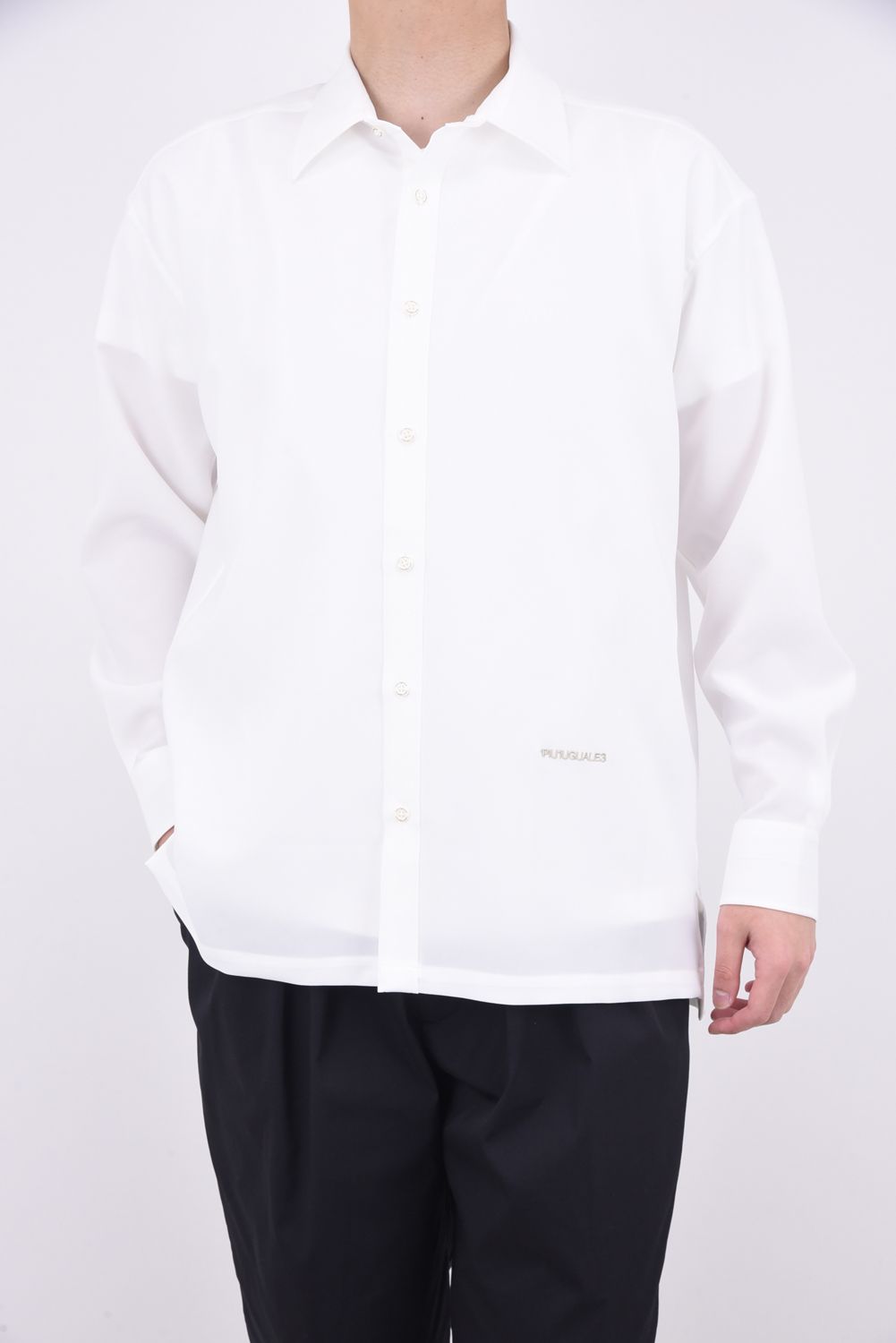 L/S BIG SHIRTS / ツイル ロゴプリント オーバーシャツ ホワイト