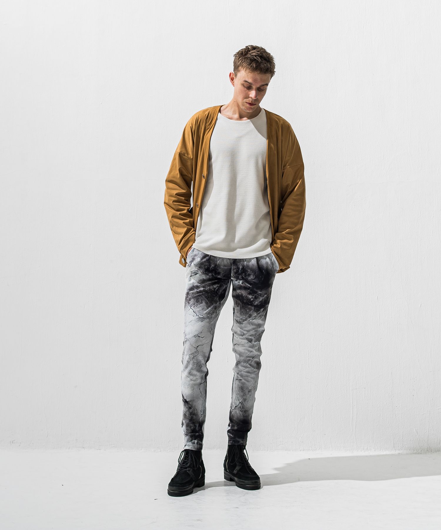 CHRIS EASY TUCK PANTS / ハイテンショントリコット スラックスイージータックパンツ (マーブルホワイト) (1月上旬入荷予定) ※オーダー締切:9月7日(月)17時