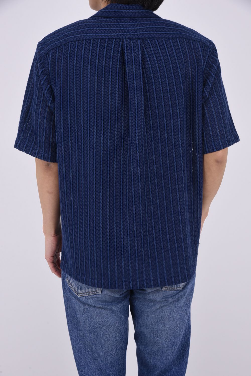 RUSSEL SHIRTS / リラックスシルエット ラッセル織り オープンカラーシャツ (ネイビー)