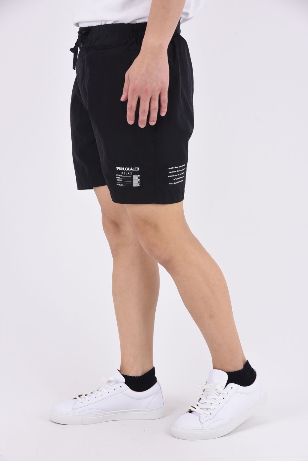 SALTWATER PATCH PANTS / 水陸両用 光沢ナイロン ショートパンツ (ブラック)