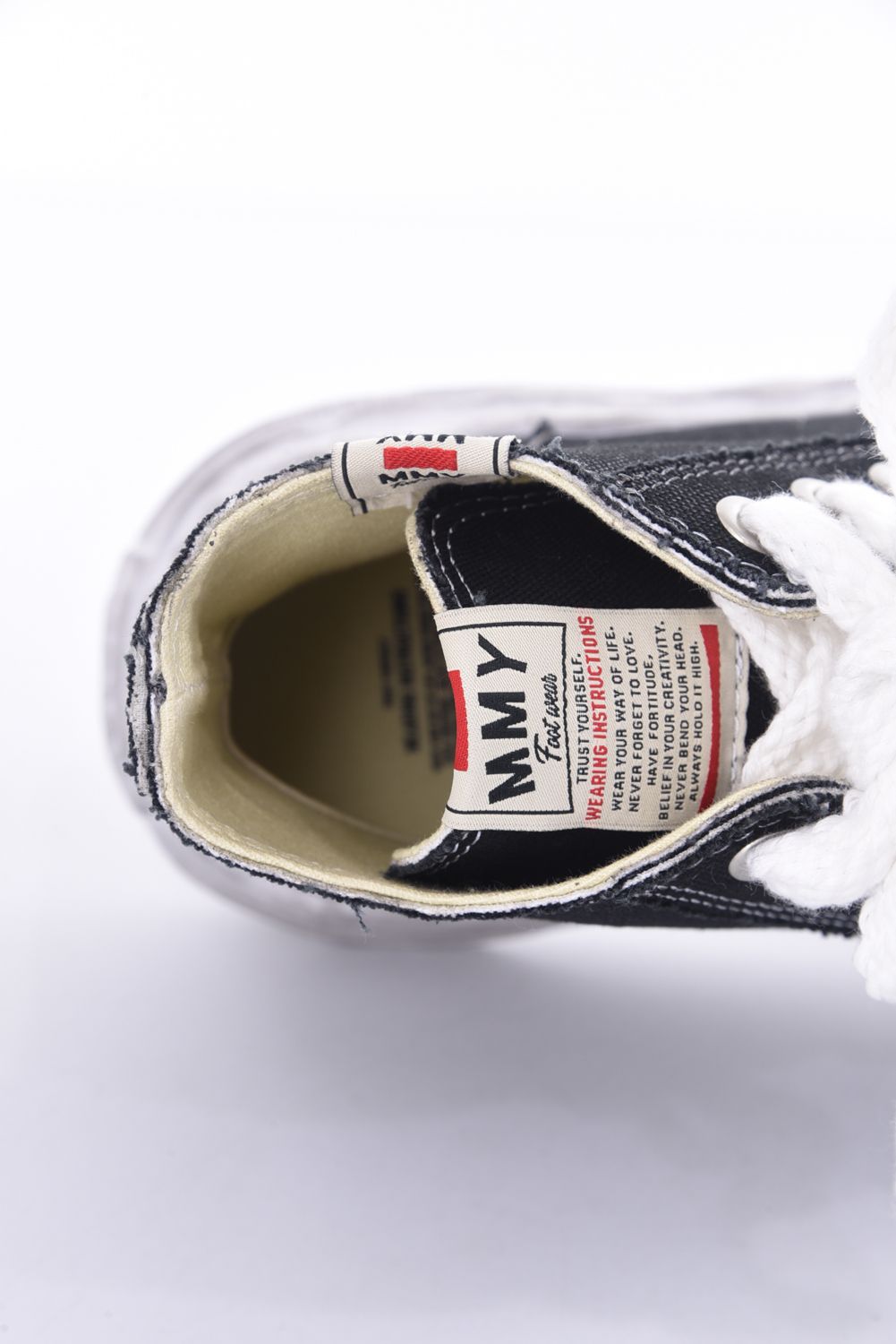"HANK HIGH" OG distressed effect sole canvas High-Top sneaker / オリジナルソール キャンバスハイカット スニーカー ブラック