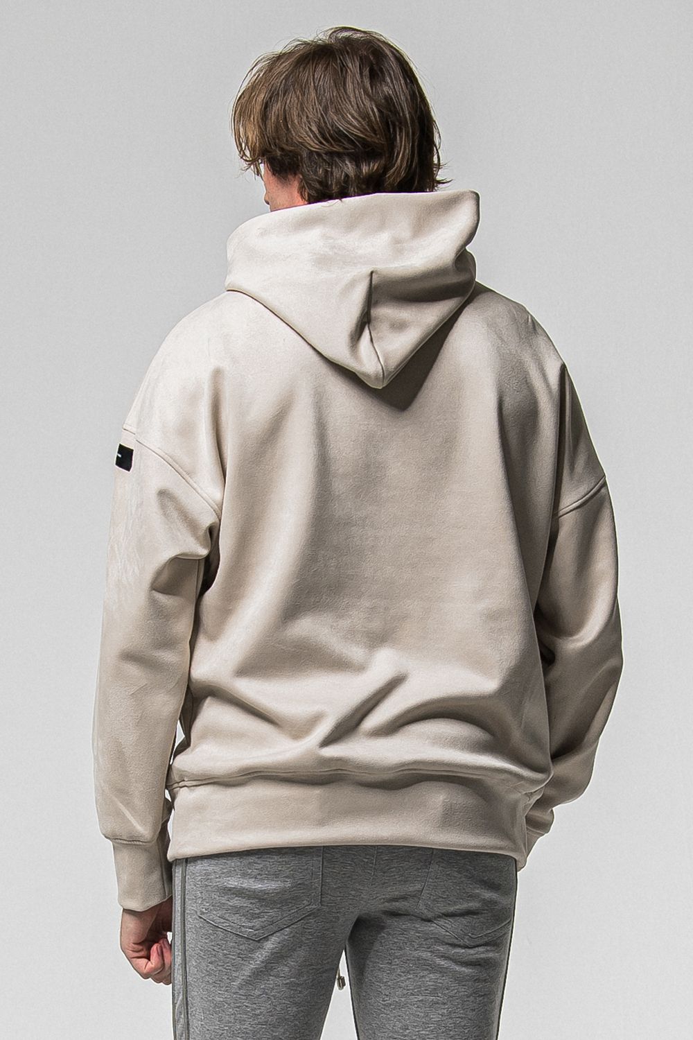 SUEDE LOOSE HOODIE / スウェード ルーズ パーカー (グレージュ) (1月上旬入荷予定) ※オーダー締切：9月1日(月)18:00
