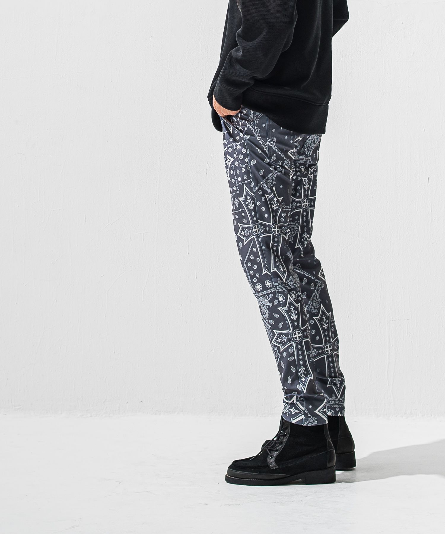 CHRIS EASY TUCK PANTS / ハイテンショントリコット スラックスイージータックパンツ (クロスグレー ) (1月上旬入荷予定) ※オーダー締切:9月7日(月)17時