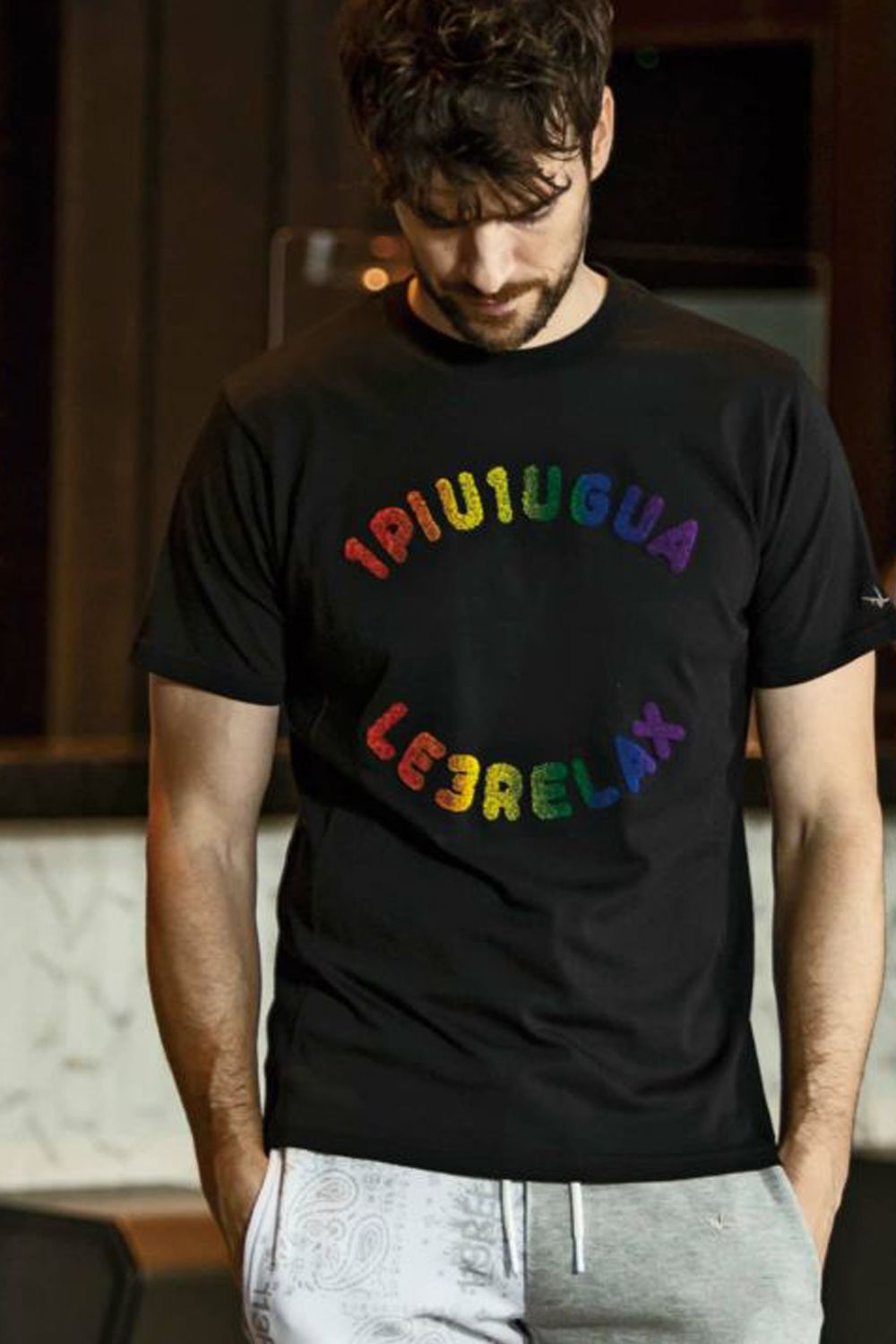RAINBOW TOOTHBRUSH EMBROIDERY T-SHIRTS / レインボー サークルロゴ 半袖Tシャツ ブラック