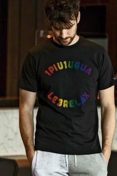 RAINBOW TOOTHBRUSH EMBROIDERY T-SHIRTS / レインボー サークルロゴ 半袖Tシャツ ブラック