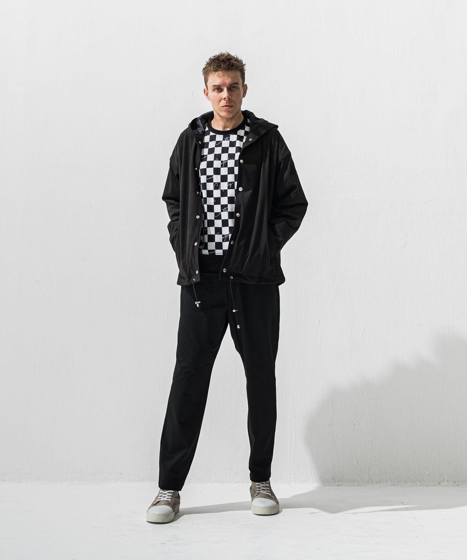 PAT WIDE EASY PANTS / ワイドテーパード イージースラックス (ブラック) (12月上旬入荷予定) ※オーダー締切:9月7日(月)17時