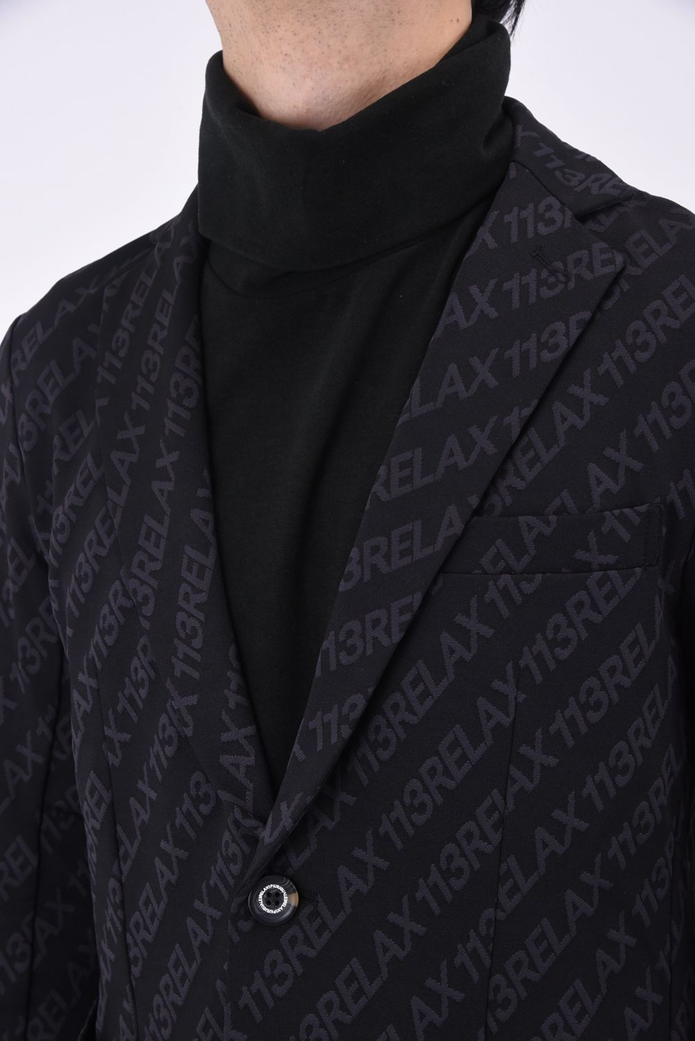1PIU JACQUARD JACKET / 総柄ロゴ ジャガード ジャケット ブラック