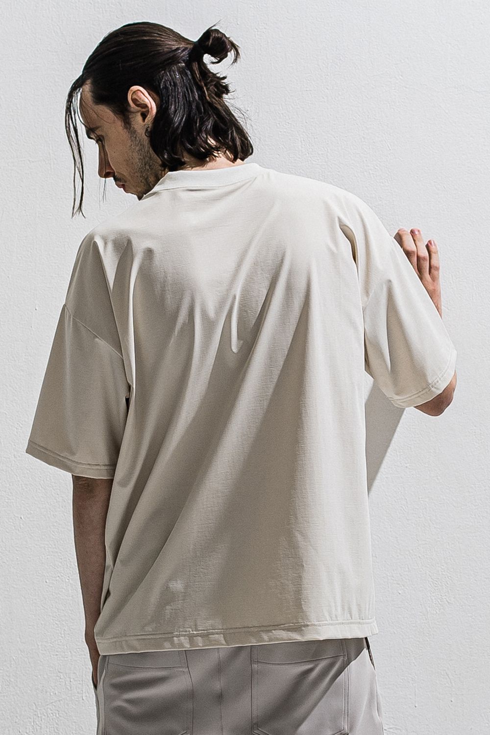 WILL OVERNYLON T / ナイロントリコット メッセージプリント オーバーサイズ Tシャツ (グレージュ) (4月上旬入荷予定) ※オーダー締切12/13(土)17:00