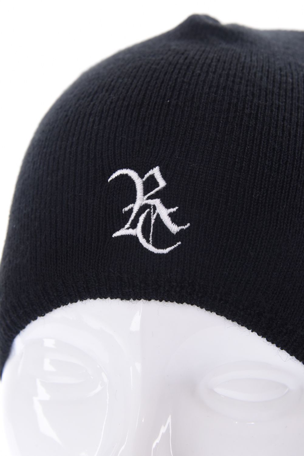 WOOL KNIT CAP / ウール ニットキャップ RC刺繍 (ブラック)