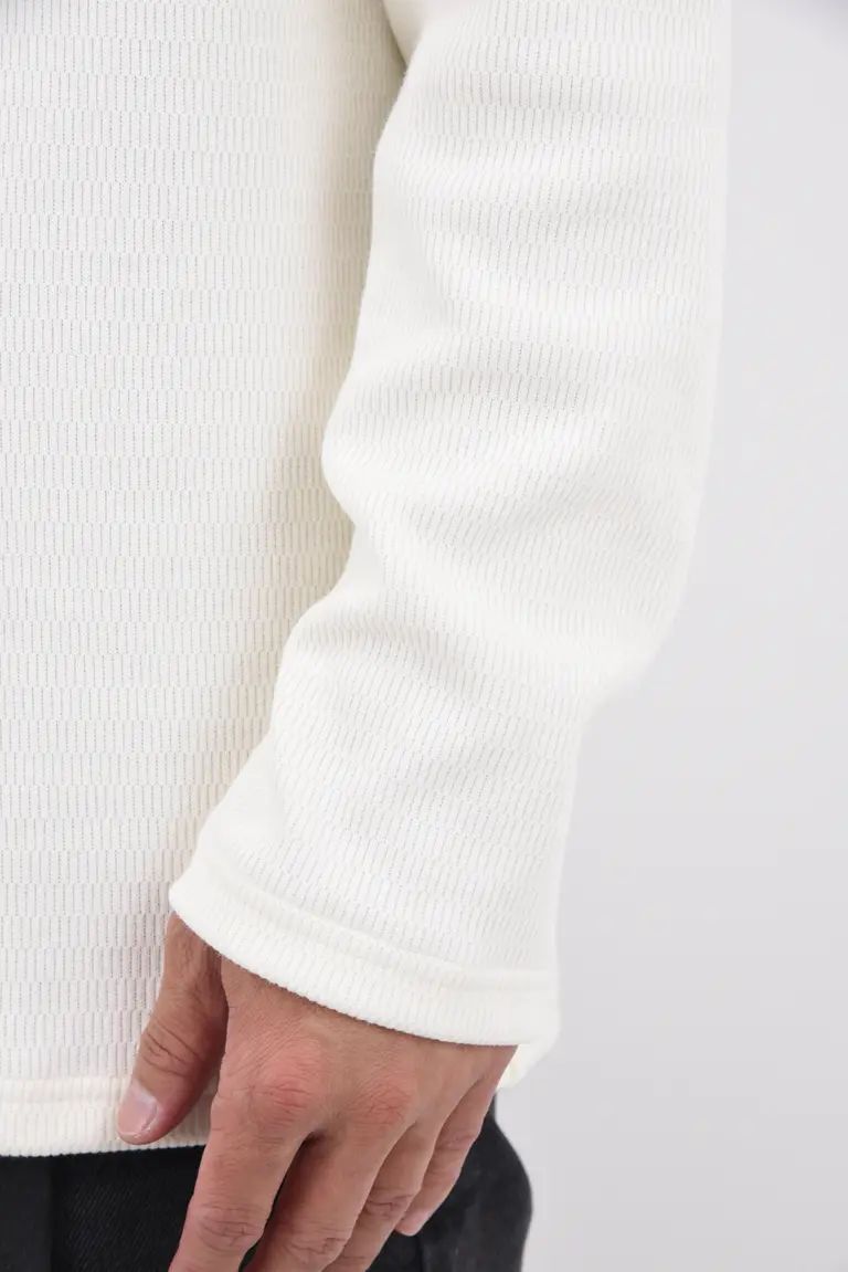 VELOURS FLEECE THERMAL HENRY / 裏起毛 サーマル生地 ロングスリーブ ヘンリーネック (ホワイト) (10月下旬入荷予定) ※オーダー締切:9月7日(月)17時