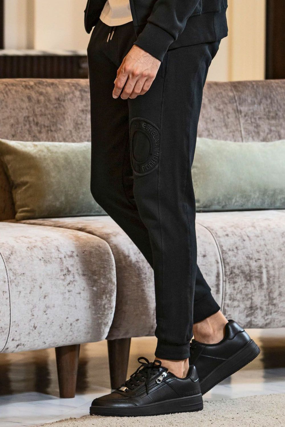 CIRCLE LONG PANTS / サークルロゴ スウェットパンツ (ブラック)
