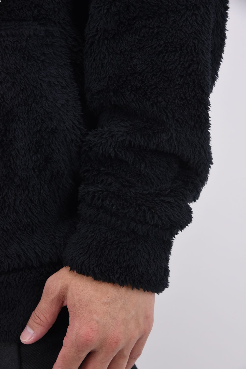 BOA ZIP LOOSE HOODIE / シルキーボア ジップアップ パーカー (ブラック)