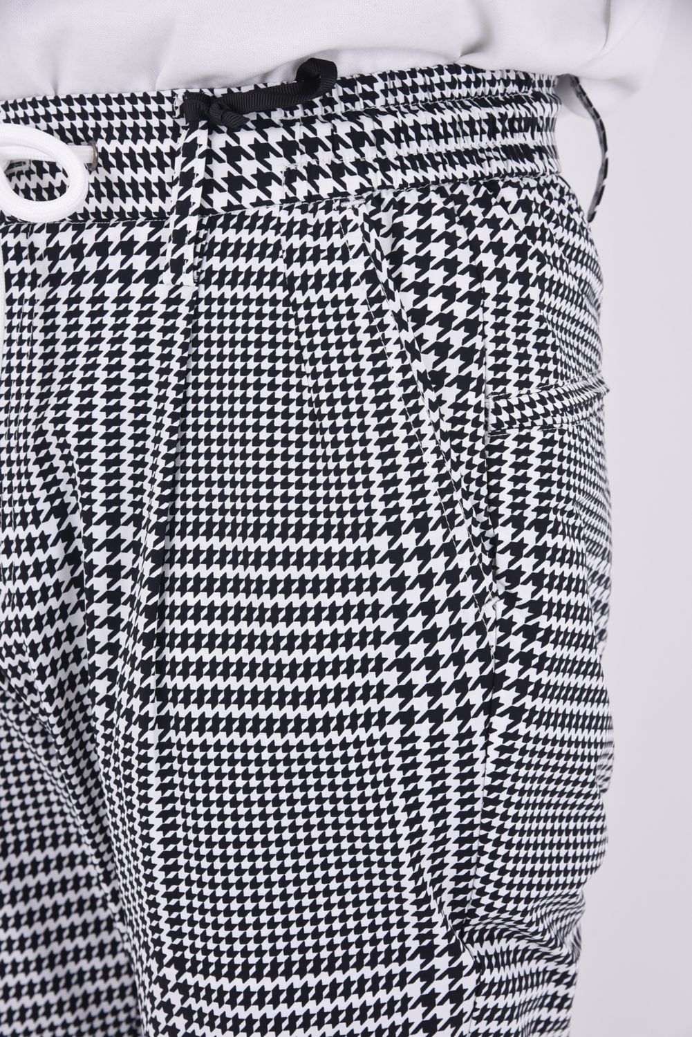 【26SS】【セットアップ】 GLEN CHECK NYLON JACKET & SLACKS / グレンチェック テーラードシングルジャケット&イージースラックス (ホワイト/ブラック)