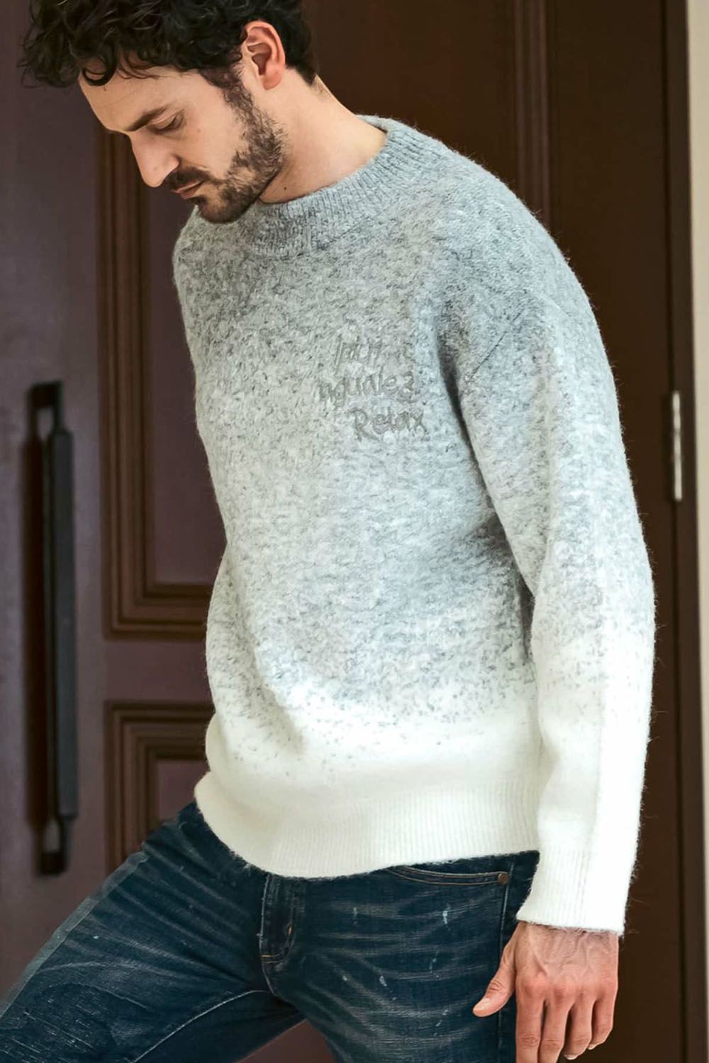 GRADIENT CREW KNIT / グラディエント クルー ニット ホワイト