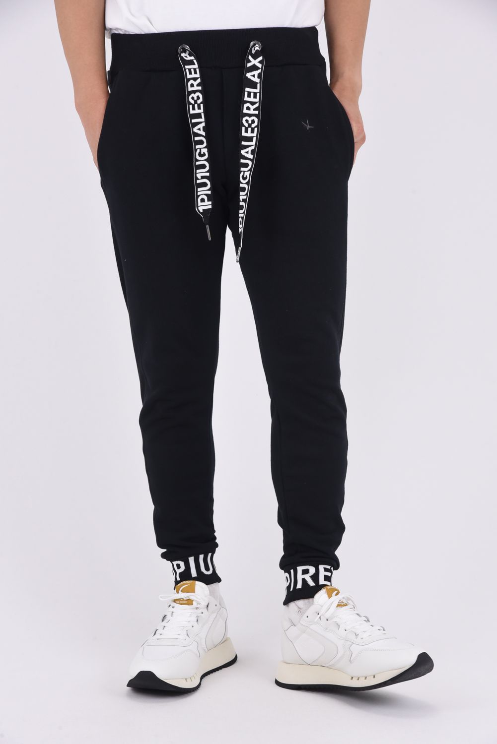HEM LOGO LONG PANTS / ワイドスピンドル ロゴ スウェットパンツ (ブラック）