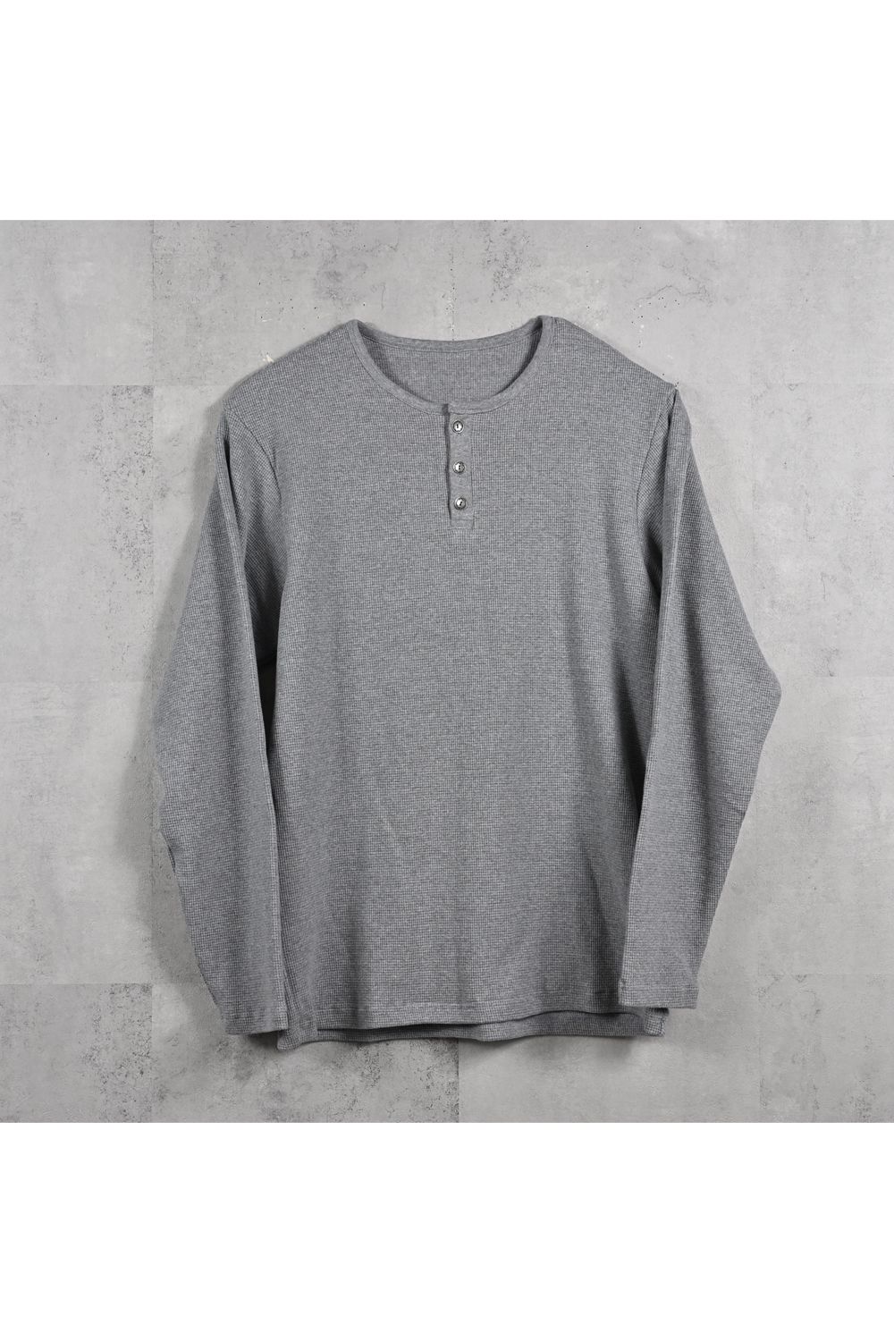 WAFFLE HENRY TEE / ワッフル ヘンリーTシャツ (グレー) (1月中旬入荷予定)