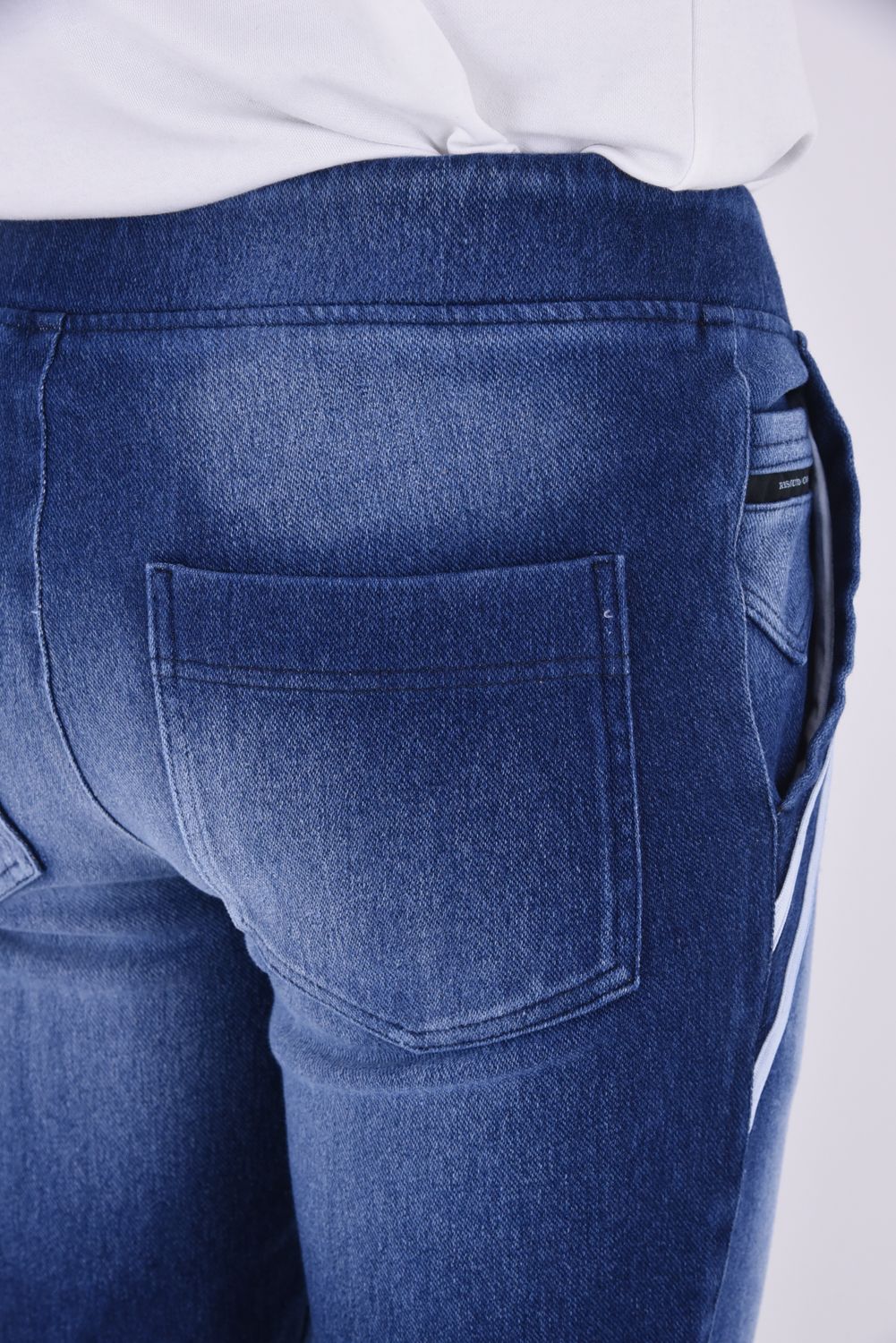 EX DENIM JERSEY EDGE PT / ダブルライン タイトテーパード デニムジャージ ダークインディゴ