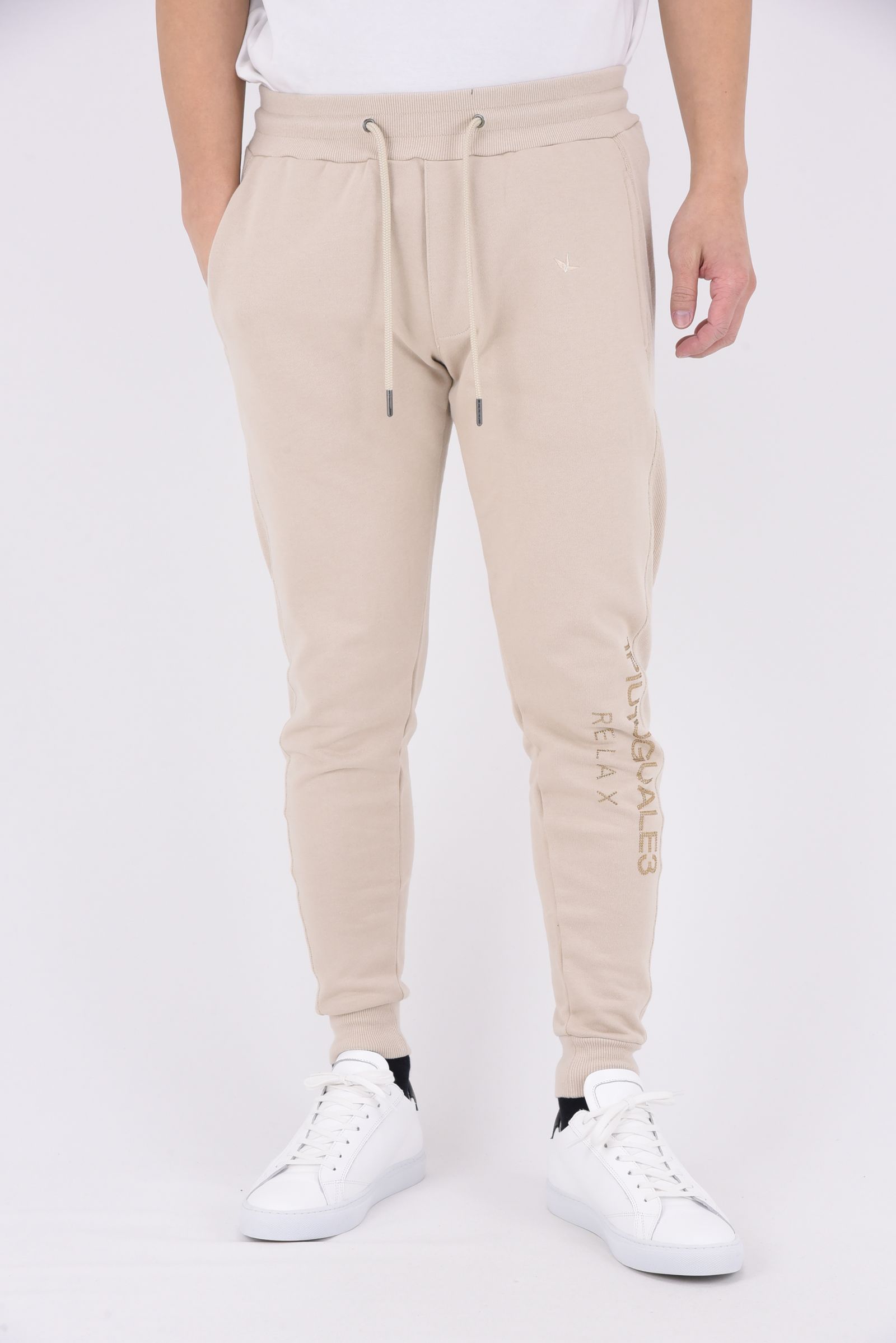 RHINESTONE LOGO LONG PANTS / ラインストーン ロゴロングパンツ (ベージュ)