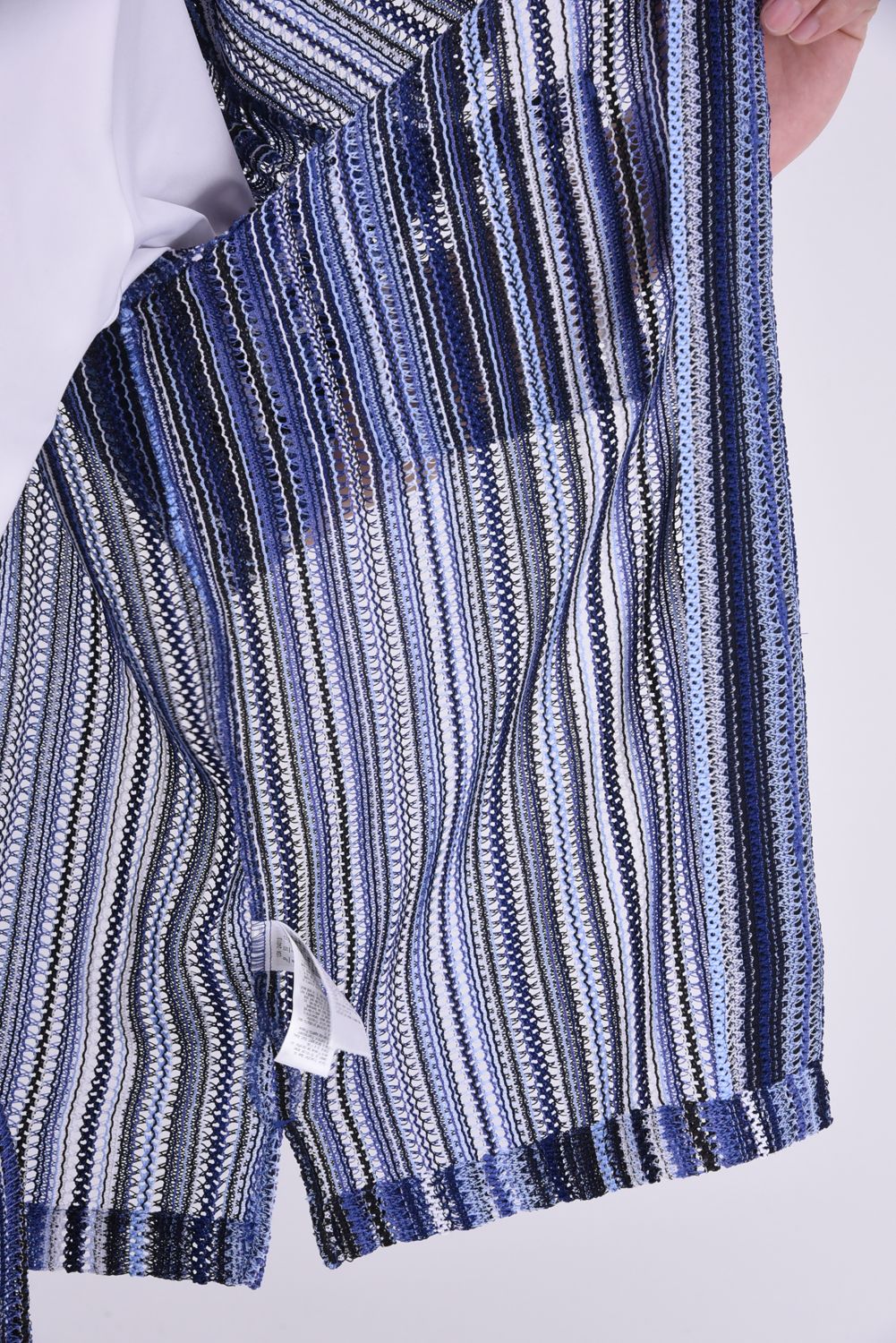 GAP KNIT STRIPED SHIRT / 透かし編み ストライプニット シャツ ブルー