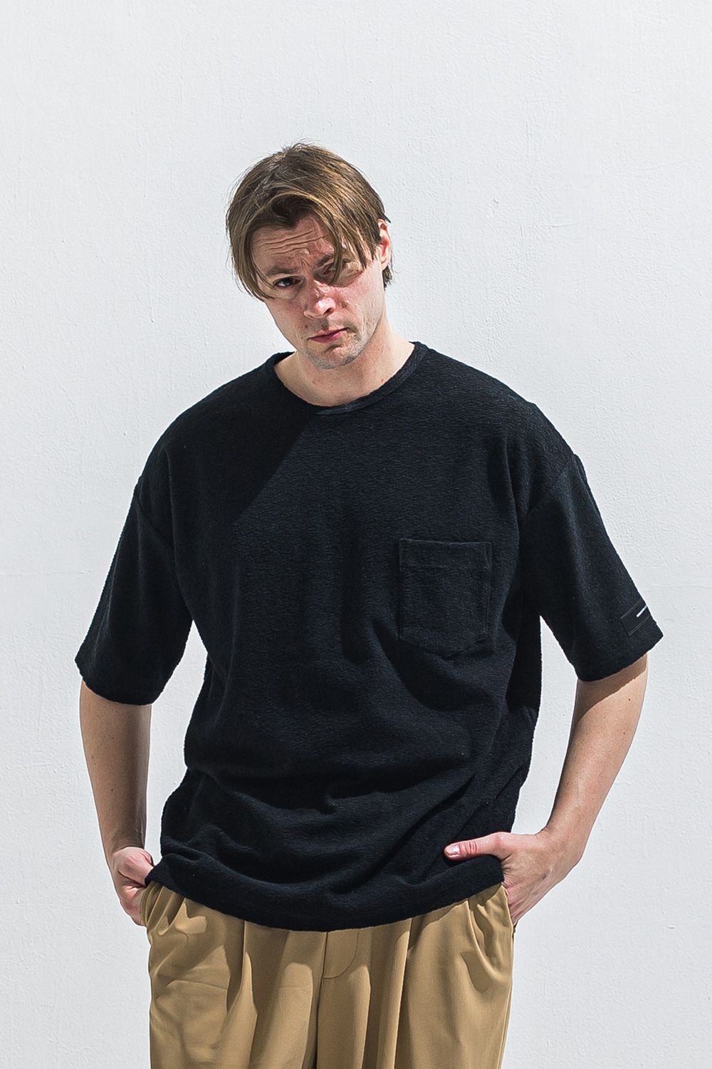 PILE OVER TEE / パイル オーバーサイズ Tシャツ （ブラック） (4月中旬入荷予定) ※オーダー締切:2月15日(日)18時