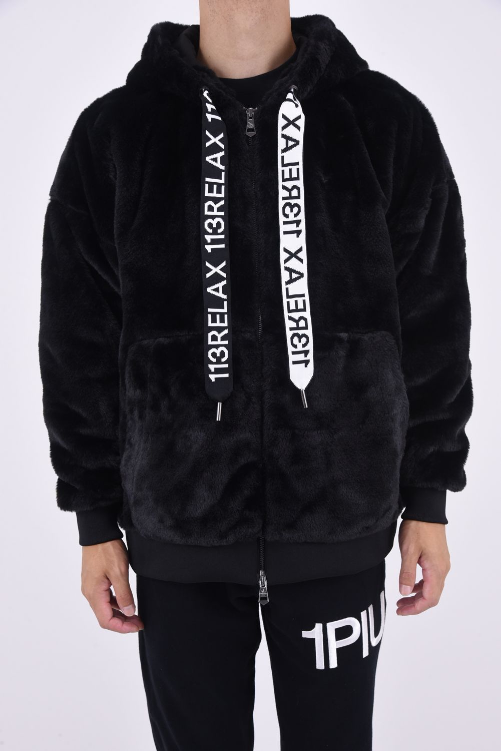 1PIU BOA HOODIE / スピンドル ロゴファーブルゾン ブラック