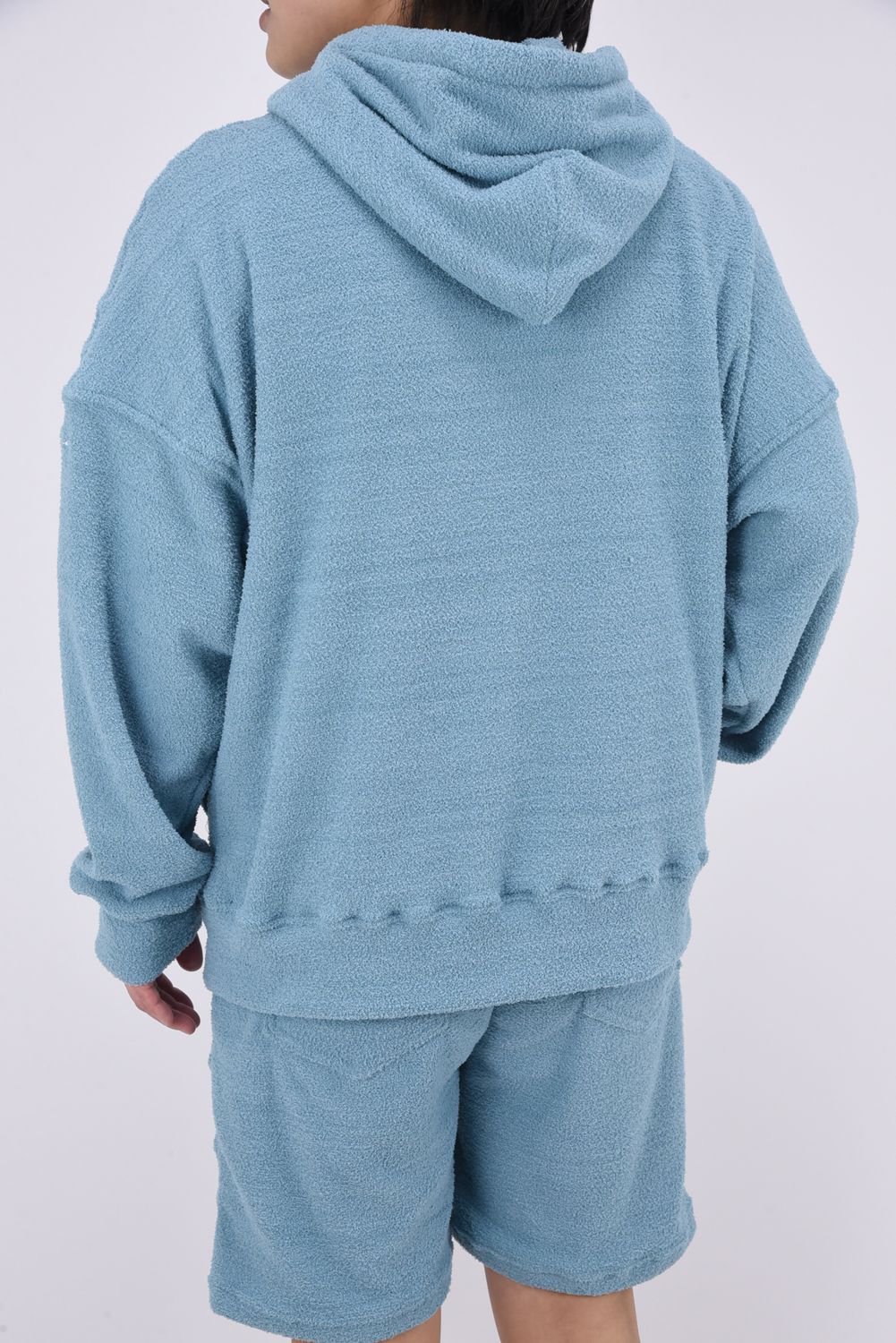 MOLE YARN PILE ZIP LOOSE HOODIE / モールパイル オーバーサイズ ジップアップパーカー ブルーグリーン