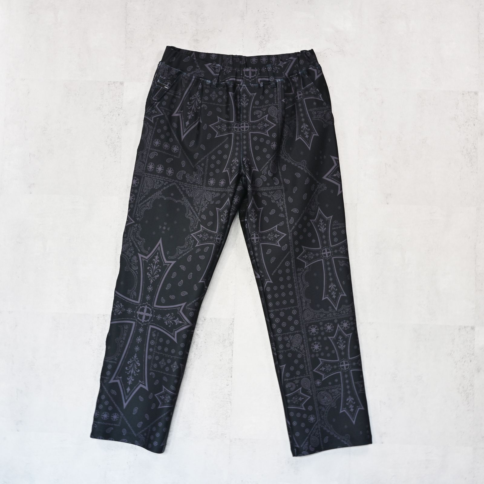 CHRIS EASY WIDE TUCK PANTS / ハイテンショントリコット ワンタック セミワイド イージーパンツ (クロスブラック) (1月上旬入荷予定) ※オーダー締切:9月7日(月)17時)