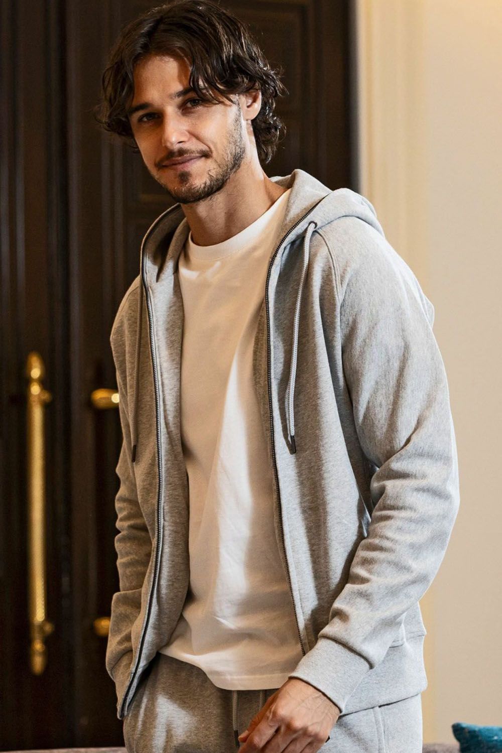 CIRCLE HOODIE / サークルロゴ ジップアップフーディー (グレー)