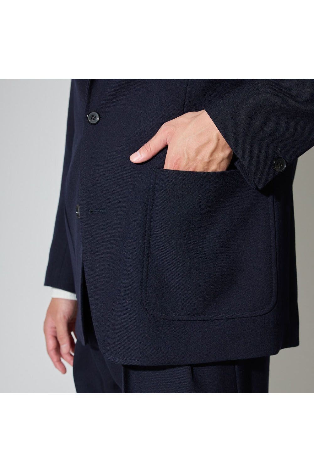 3POCKET SINSLE WOOL TWILL / スリーポケット ジャケット ネイビー