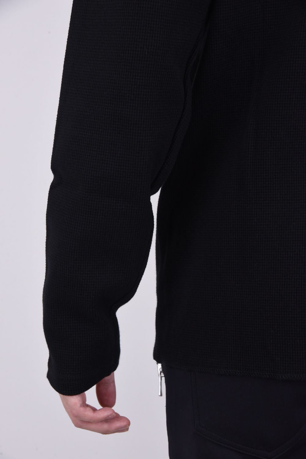 ST COTTON WAFFLE THERMAL / 【定番】 ロングスリーブ カットオフサーマル ブラック