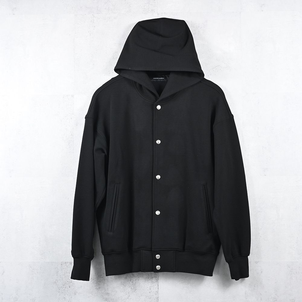 blister Varsity hoodie / ブリスターニット フード付きスタジャン (ブラック) (8月末入荷予定) ※オーダー締切:5月23日(土)17時