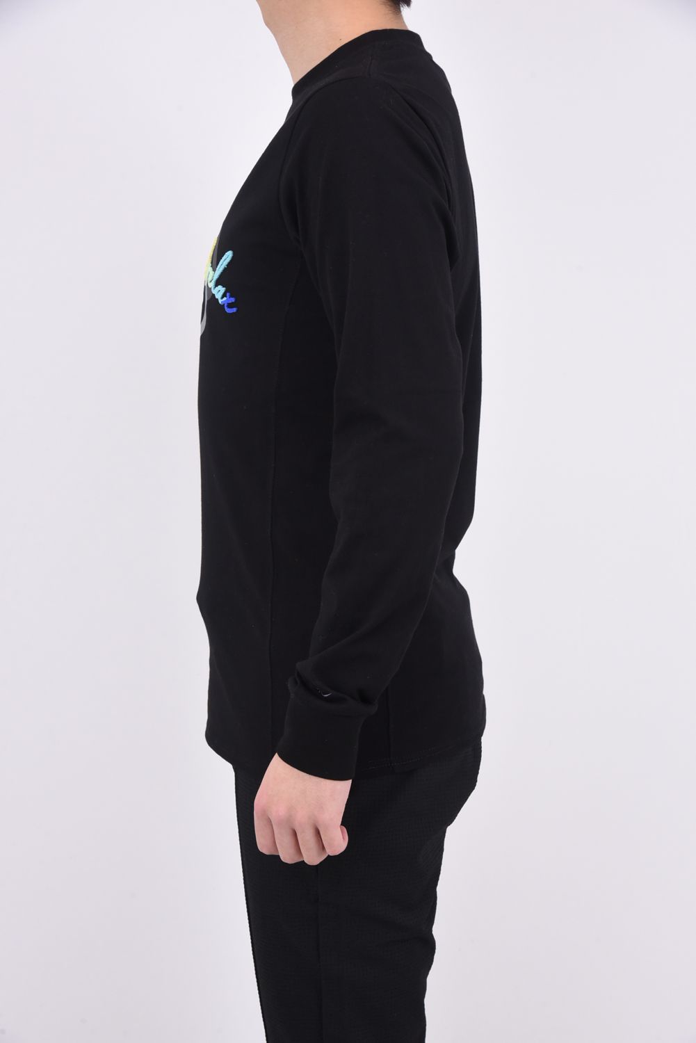 TOOTHBRUSH EMBROIDERY LONG T-SHIRTS / 3D レインボーロゴ ロング Tシャツ ブラック