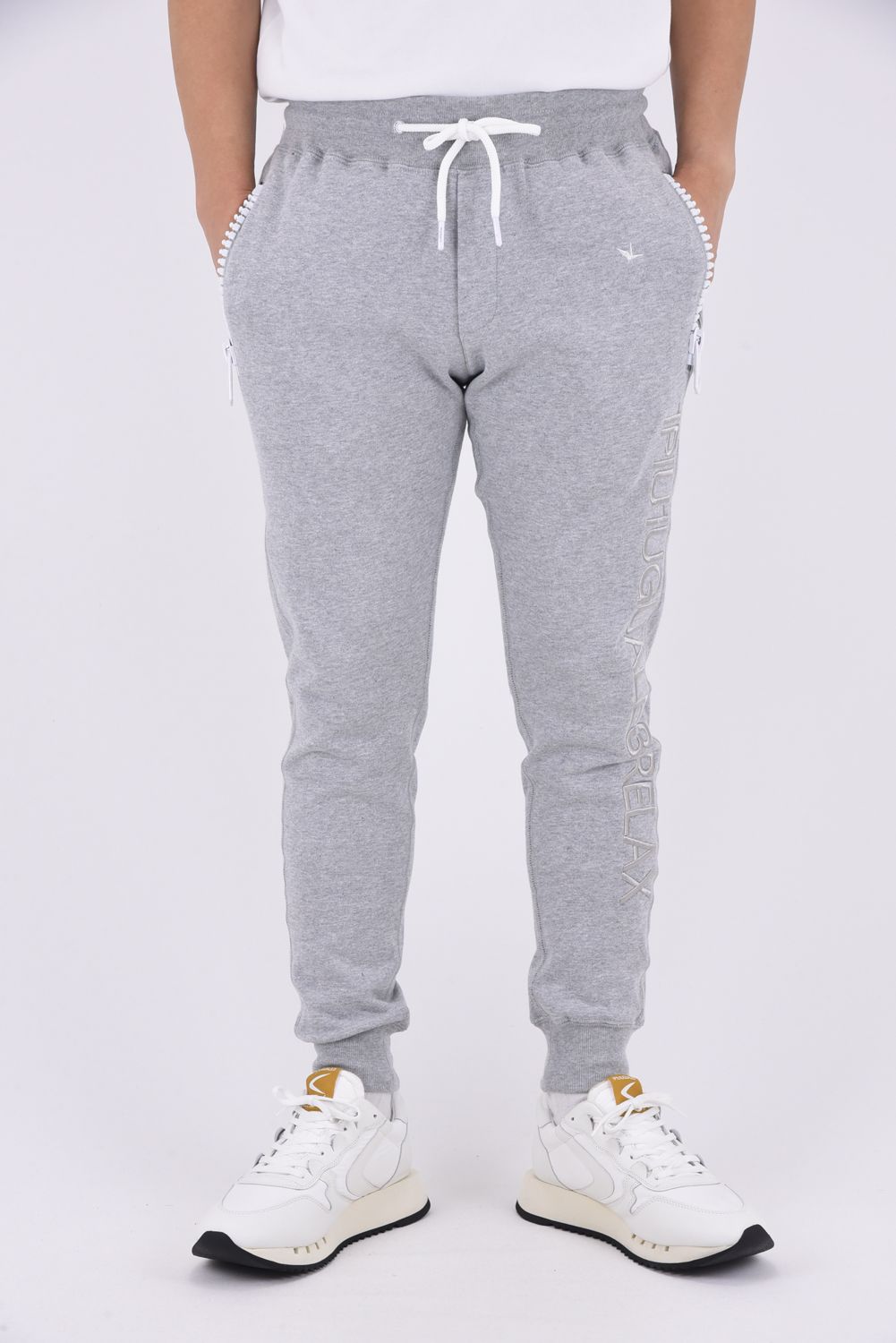 BIG ZIP VERTICAL LOGO PANTS / ビッグジップ バーティカル ロゴパンツ グレー